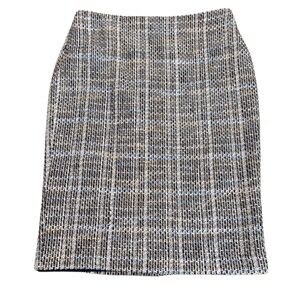 Karl Lagerfeld Paris Buttercream Blue‎ Metallic Tweed Pencil Skirt Size 10